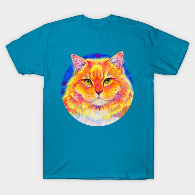 Colorful Orange Tabby Cat T-Shirt by rebeccawangart